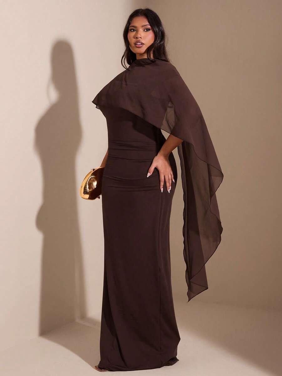 SHEIN BRĄZOWA MAXI SUKIENKA S06__48