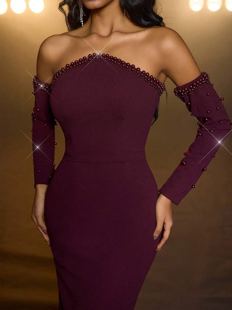 GLAMRAE BORDOWA MAXI SUKIENKA S06__M