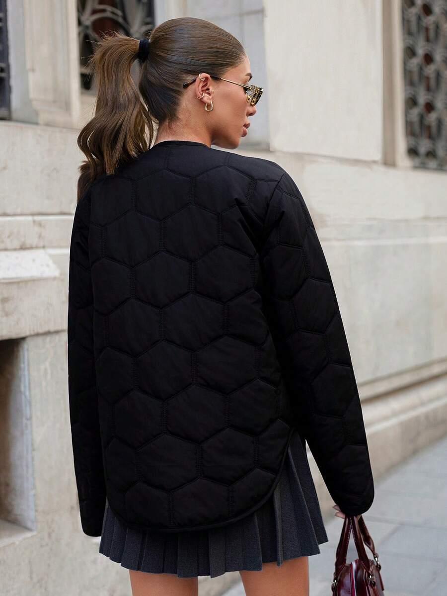 SHEIN CZARNA PIKOWANA KURTKA S06__XS