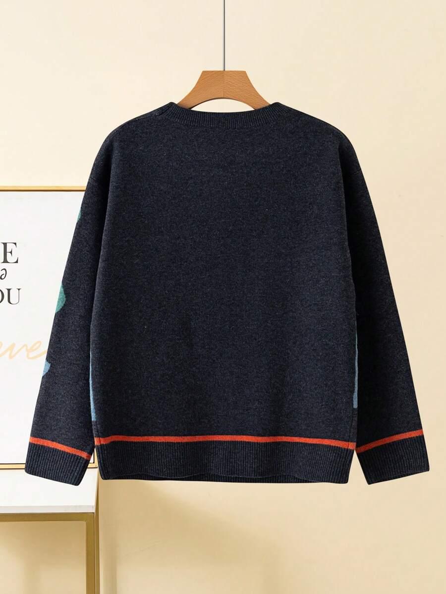 SHEIN SWETER OKRĄGŁY DEKOLT WZÓR S06__S