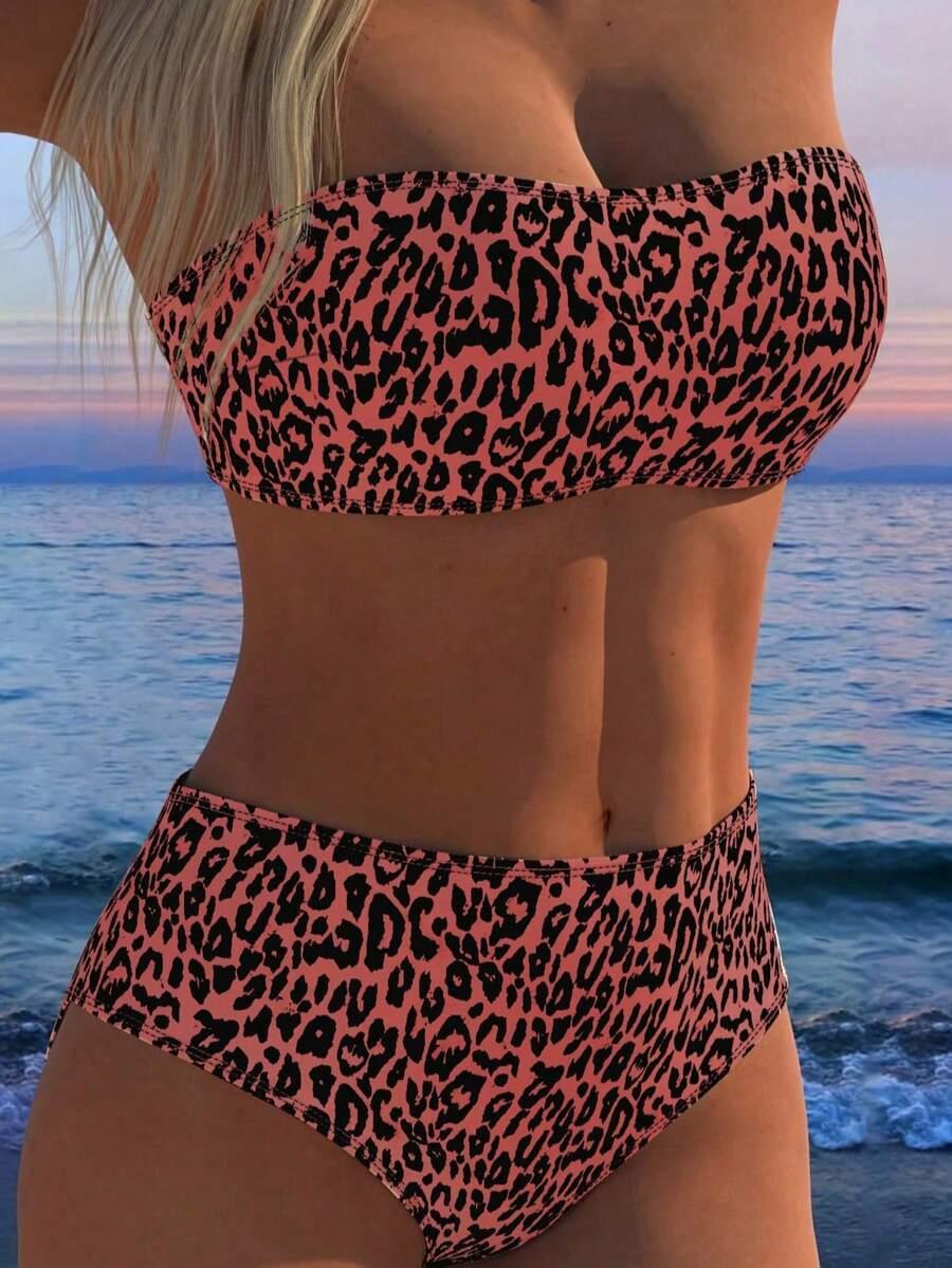SHEIN SHEIN DWUCZĘŚCIOWY STRÓJ KĄPIELOWY ANIMAL PRINT S09__XL