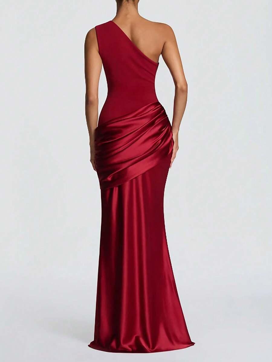 SHEIN BORDOWA MAXI SUKIENKA MARSZCZENIE S06__L