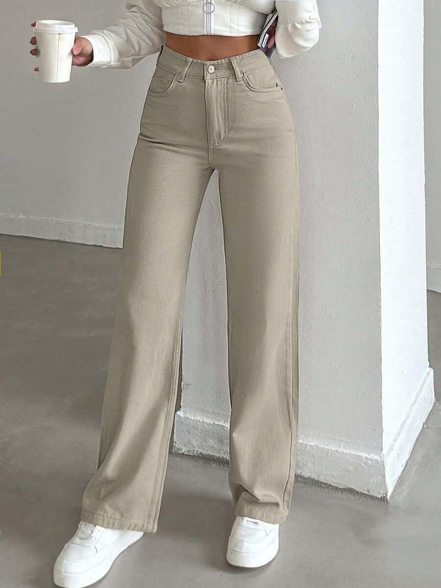 SHEIN BEŻOWE SPODNIE JEANS S06__M