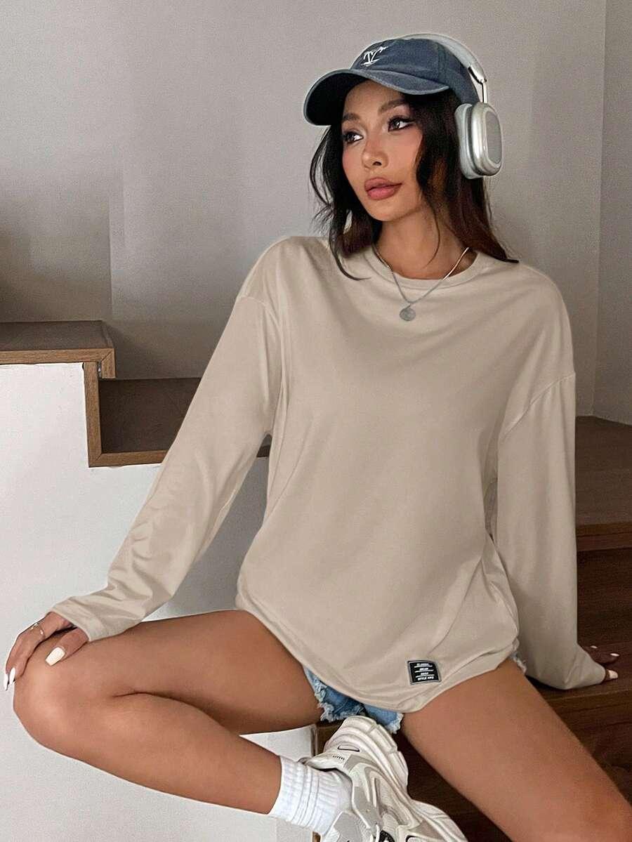 SHEIN BEŻOWA BLUZKA DŁUGI RĘKAW S06__M