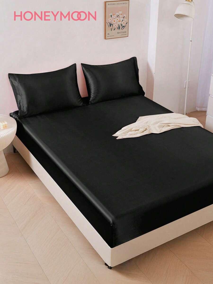 SHEIN CZARNE PRZEŚCIERADŁO Z GUMKĄ S07__100X200CM