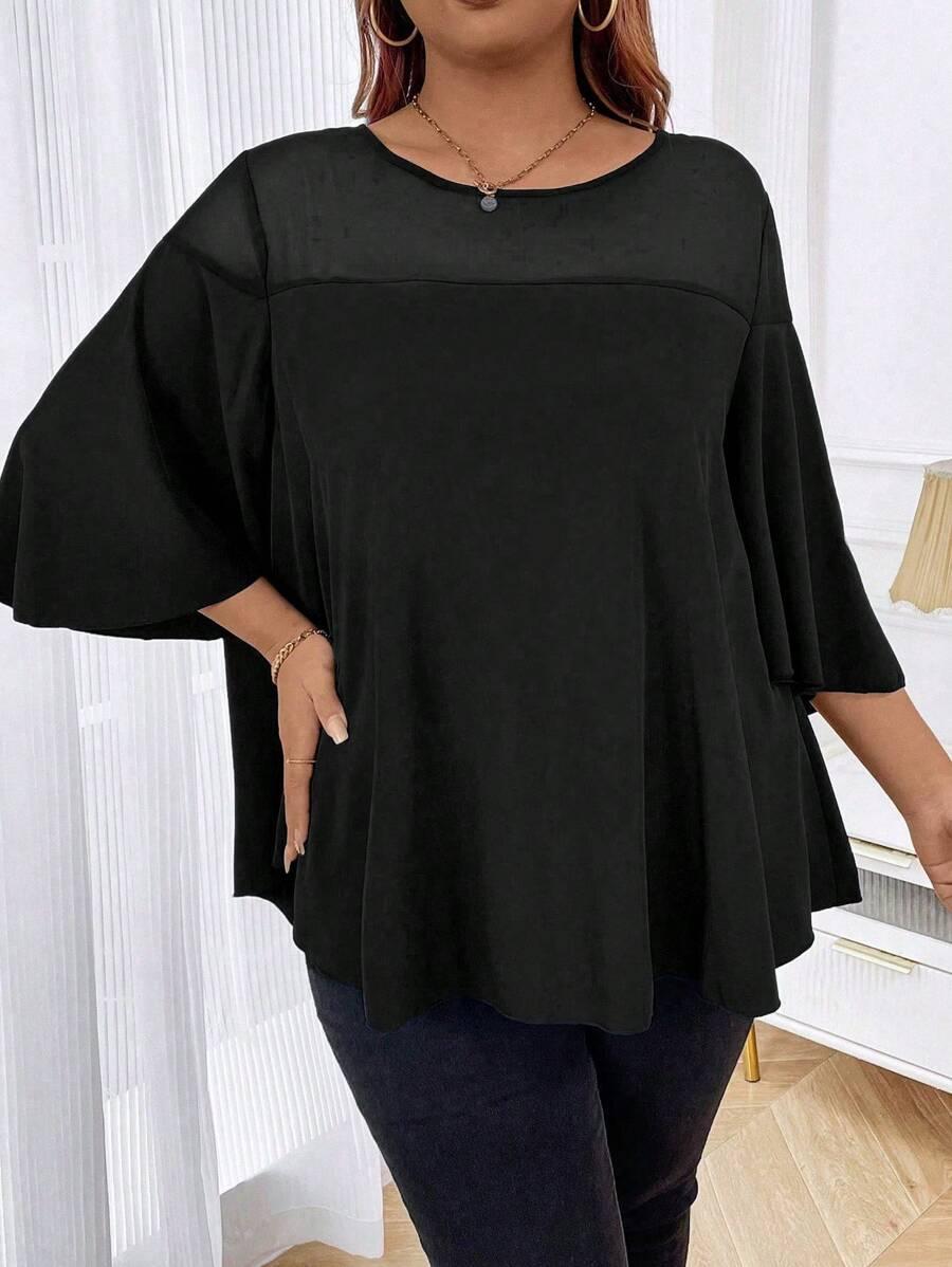 SHEIN CZARNA BLUZKA OKRĄGŁY DEKOLT S06__46