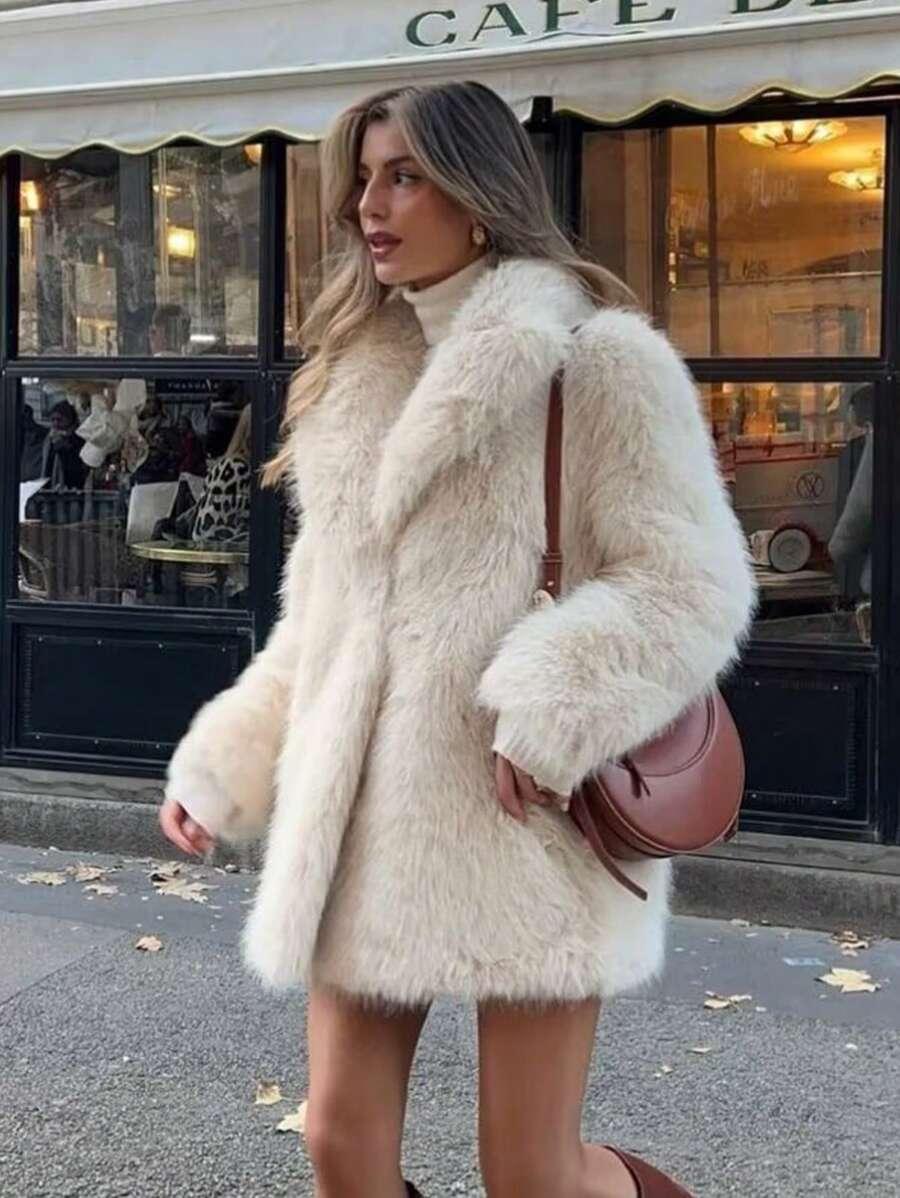 SHEIN BIAŁE SZTUCZNE FUTRO W01__L