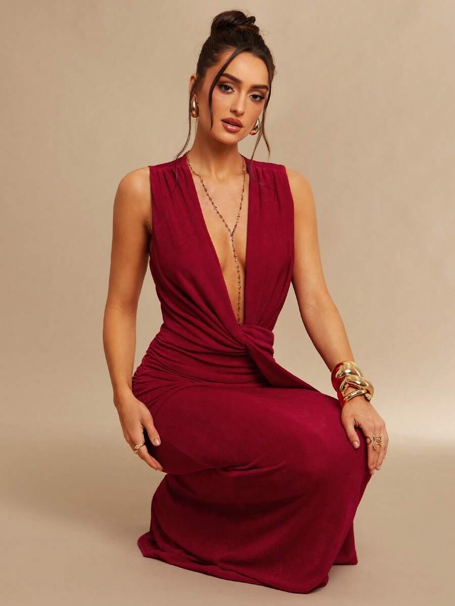 SILQUEE CZERWONA MAXI SUKIENKA S06__S