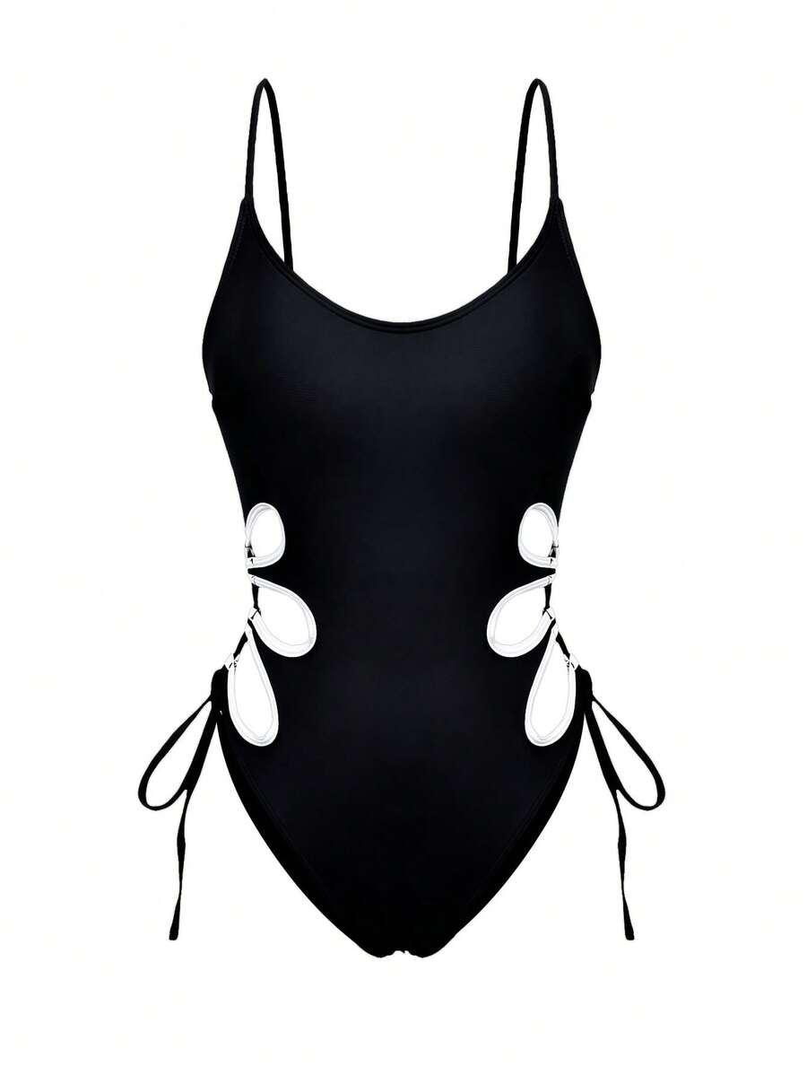 SHEIN CZARNY JEDNOCZĘŚCIOWY STRÓJ KĄPIELOWY S09__XL