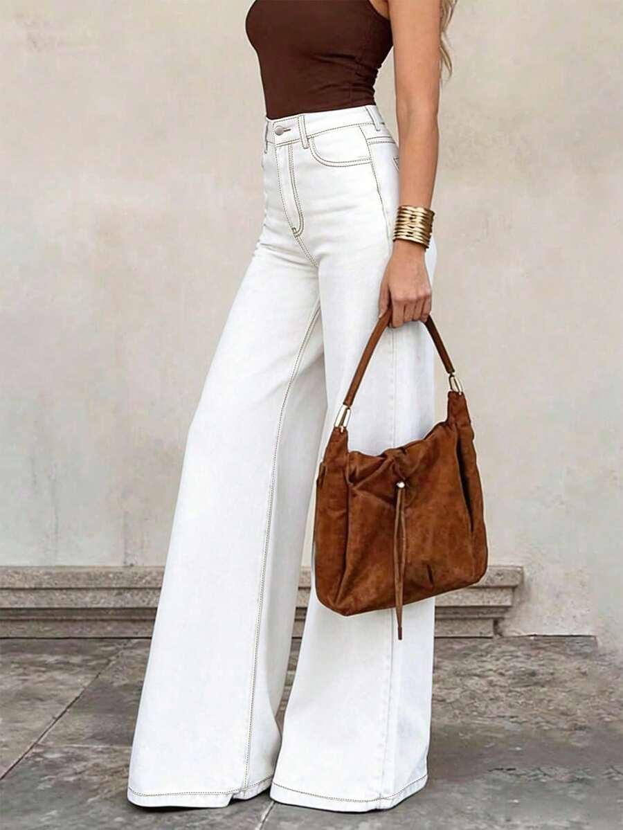 SHEIN BIAŁE SPODNIE JEANS S06__L