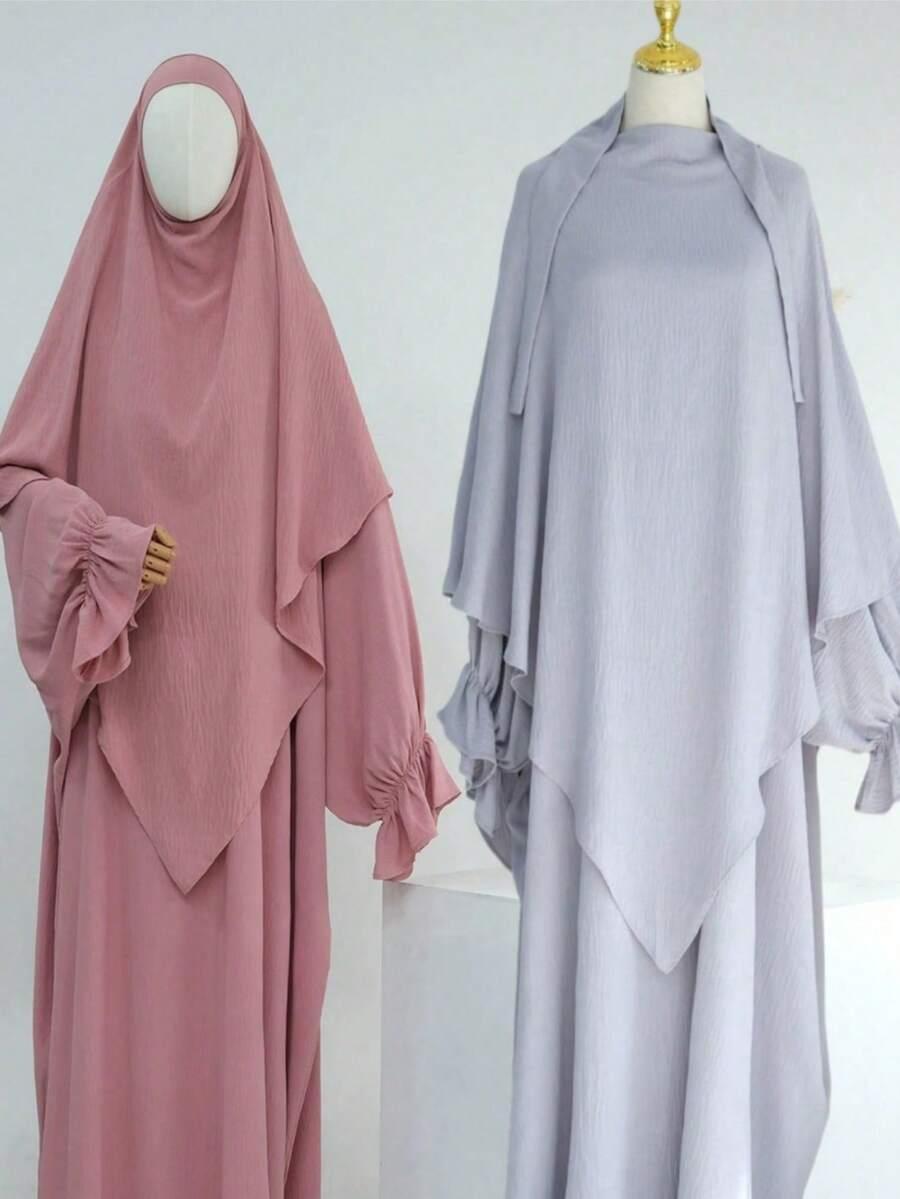 SHEIN ZIELONY KOMPLET SUKIENKA HIDŻAB ZT2__L