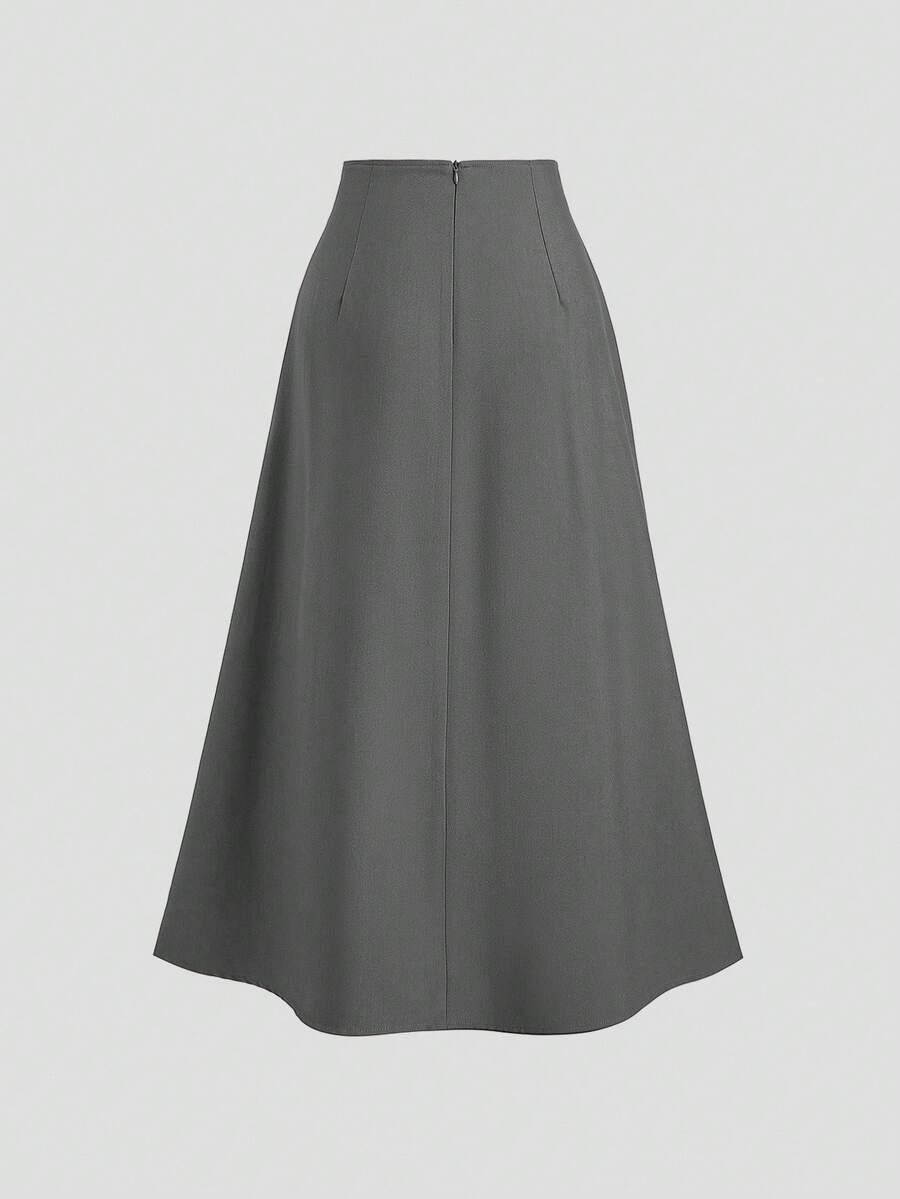SHEIN SZARA MAXI SPÓDNICA S06__L