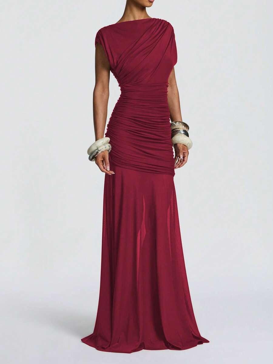 SHEIN CZERWONA MAXI SUKIENKA S06__L
