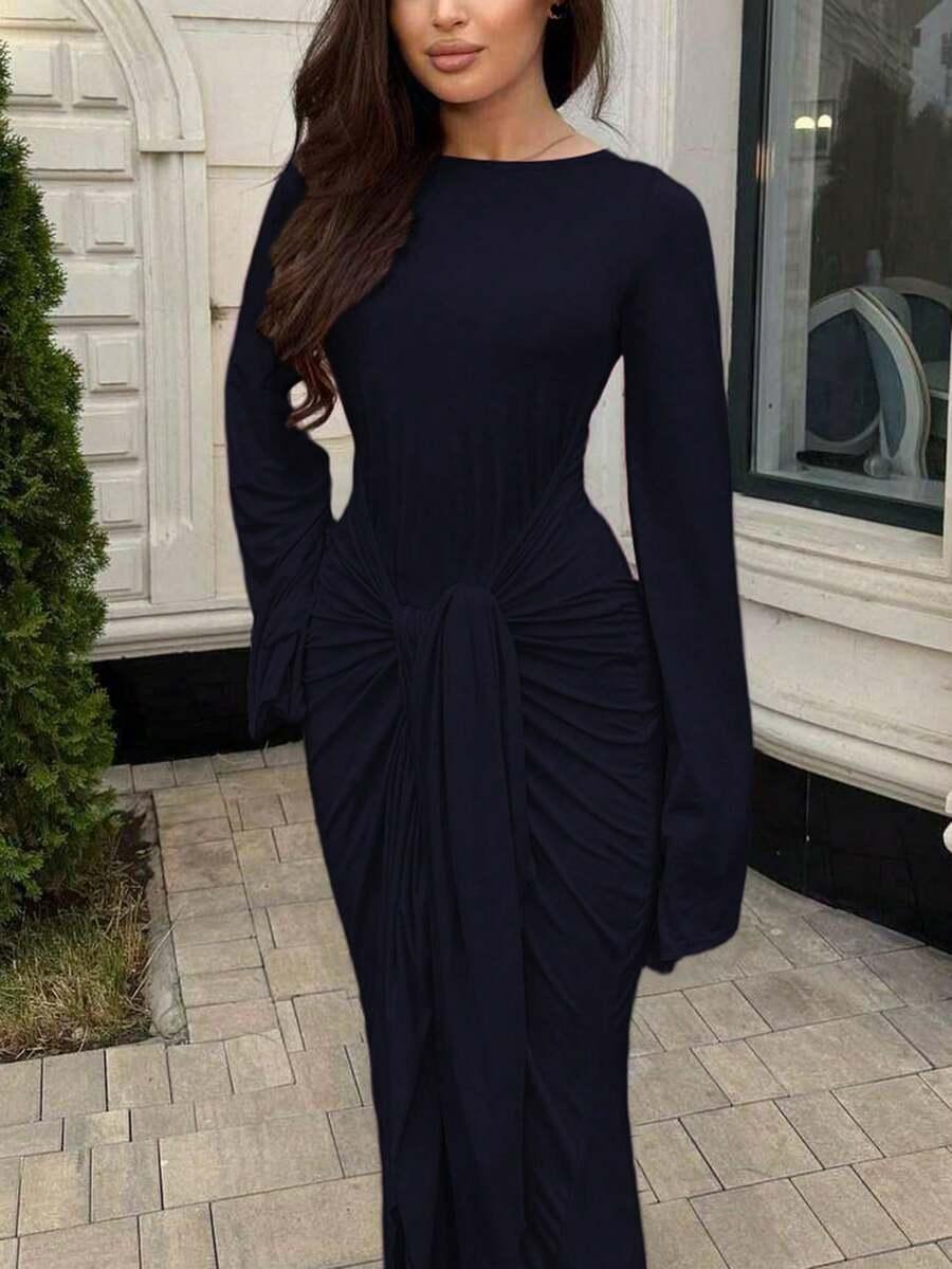 SHEIN GRANATOWA MAXI SUKIENKA S06__L