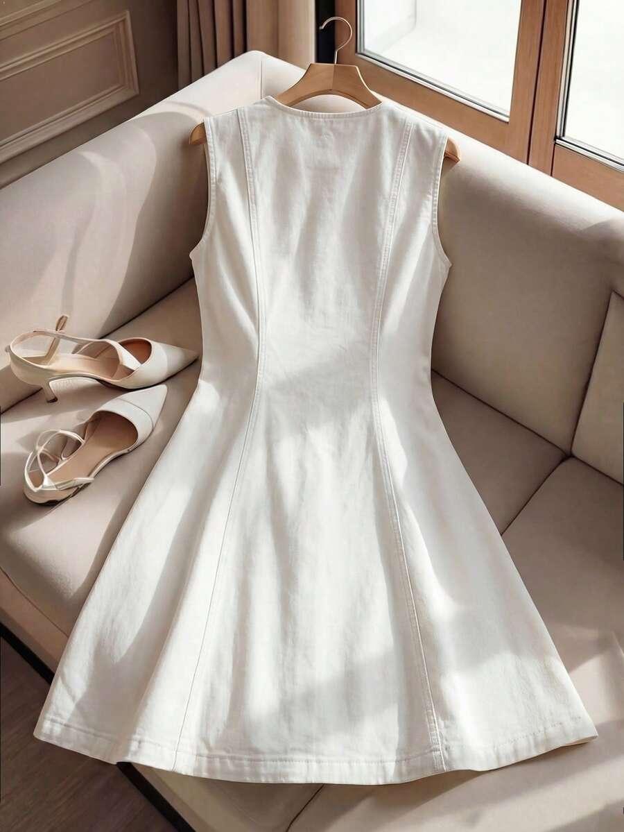 SHEIN BIAŁA MINI SUKIENKA BEZ RĘKAWÓW S06__M