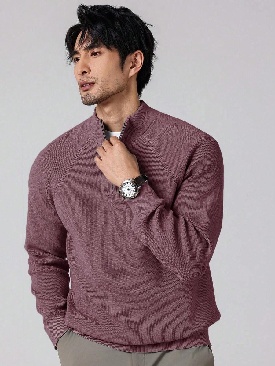 MANFINITY RÓŻOWY SWETER ZAMEK S06__M