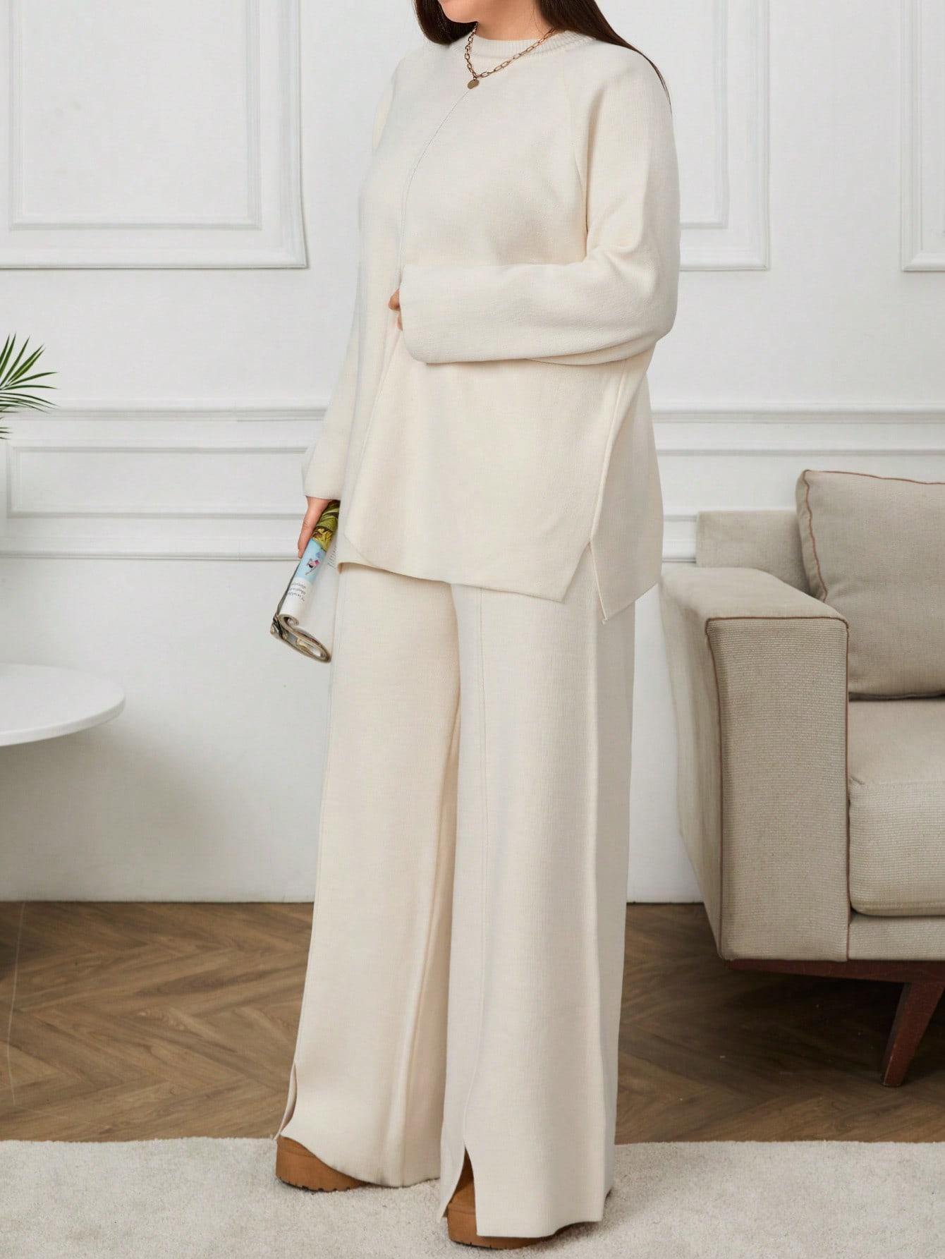 SHEIN SWETER SPODNIE DZIANINOWY KOMPLET S06__46