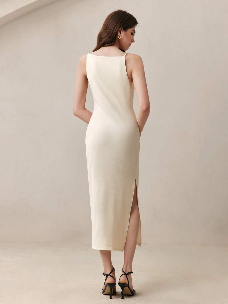 BIZCHIC BEŻOWA MIDI SUKIENKA S06__XS