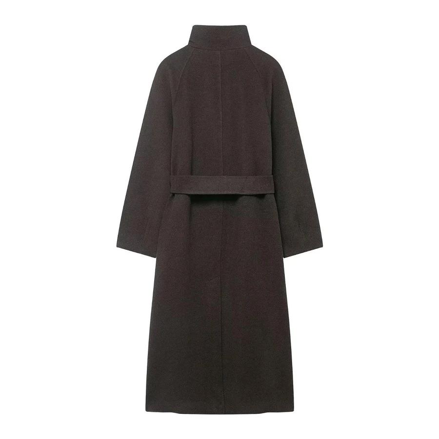 SHEIN BRĄZOWY KLASYCZNY PŁASZCZ W01__L