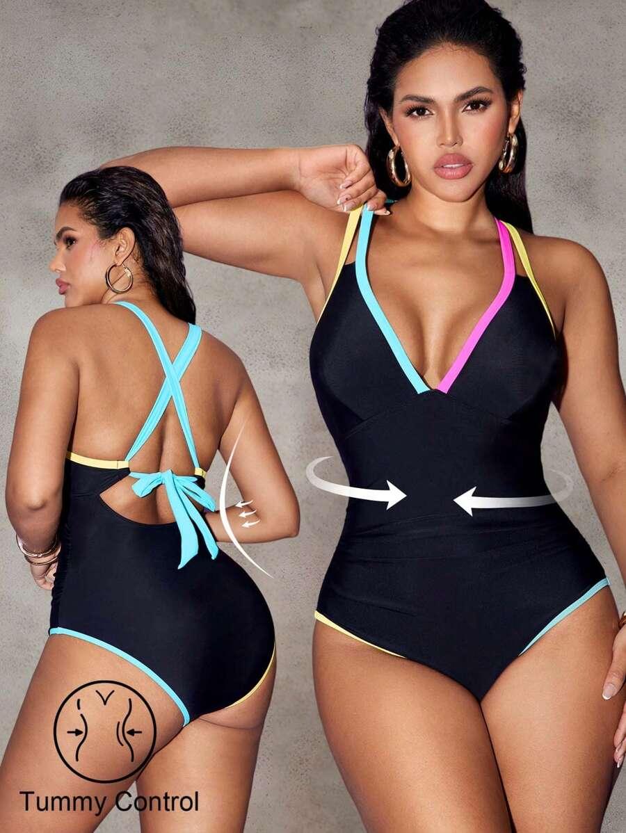 SHEIN JEDNOCZĘŚCIOWY STRÓJ KĄPIELOWY S09__L