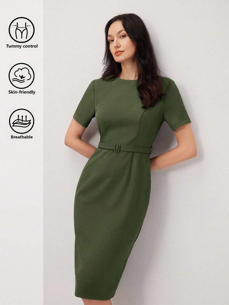 SHEIN ZIELONA SUKIENKA KRÓTKI RĘKAW