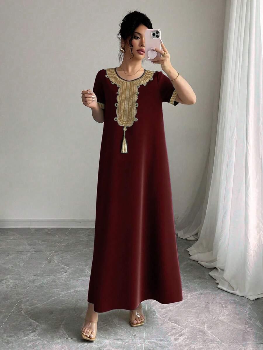 SHEIN MAXI SUKIENKA KRÓTKI RĘKAW S06__M
