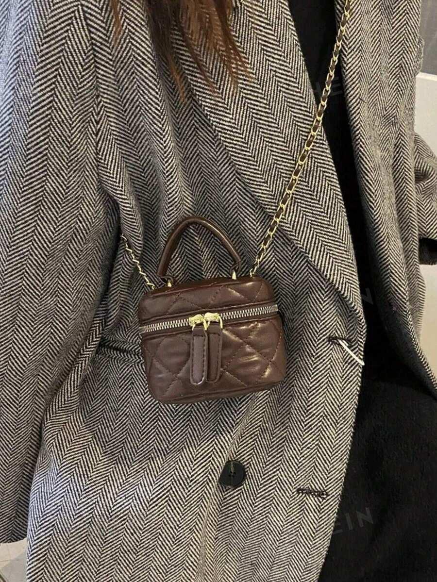 SHEIN BRĄZOWA TOREBKA ZAMEK S07__13,5X9X9,5CM