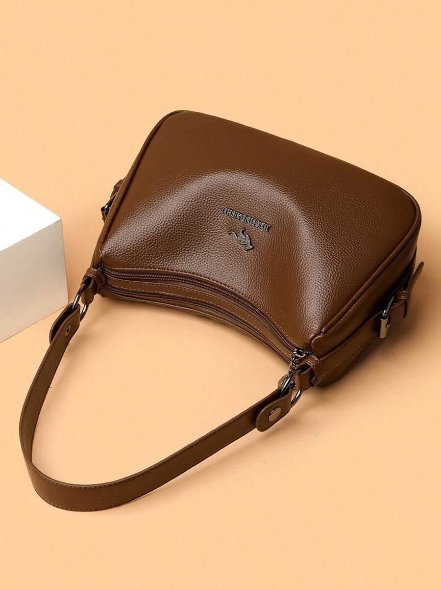 SHEIN BRĄZOWA TOREBKA IMITACJA SKÓRY S07__30X20CM
