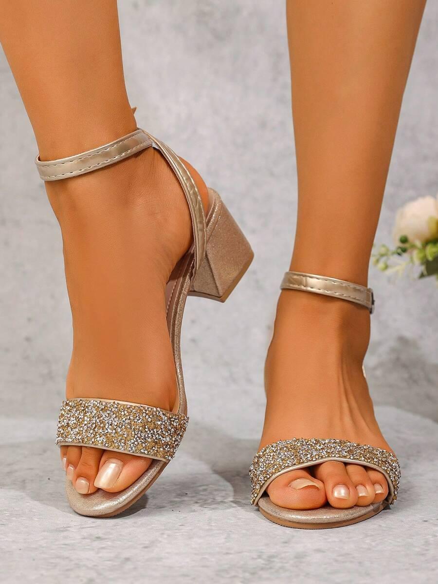 SHEIN ZŁOTE SANDAŁY NA OBCASIE S06__37
