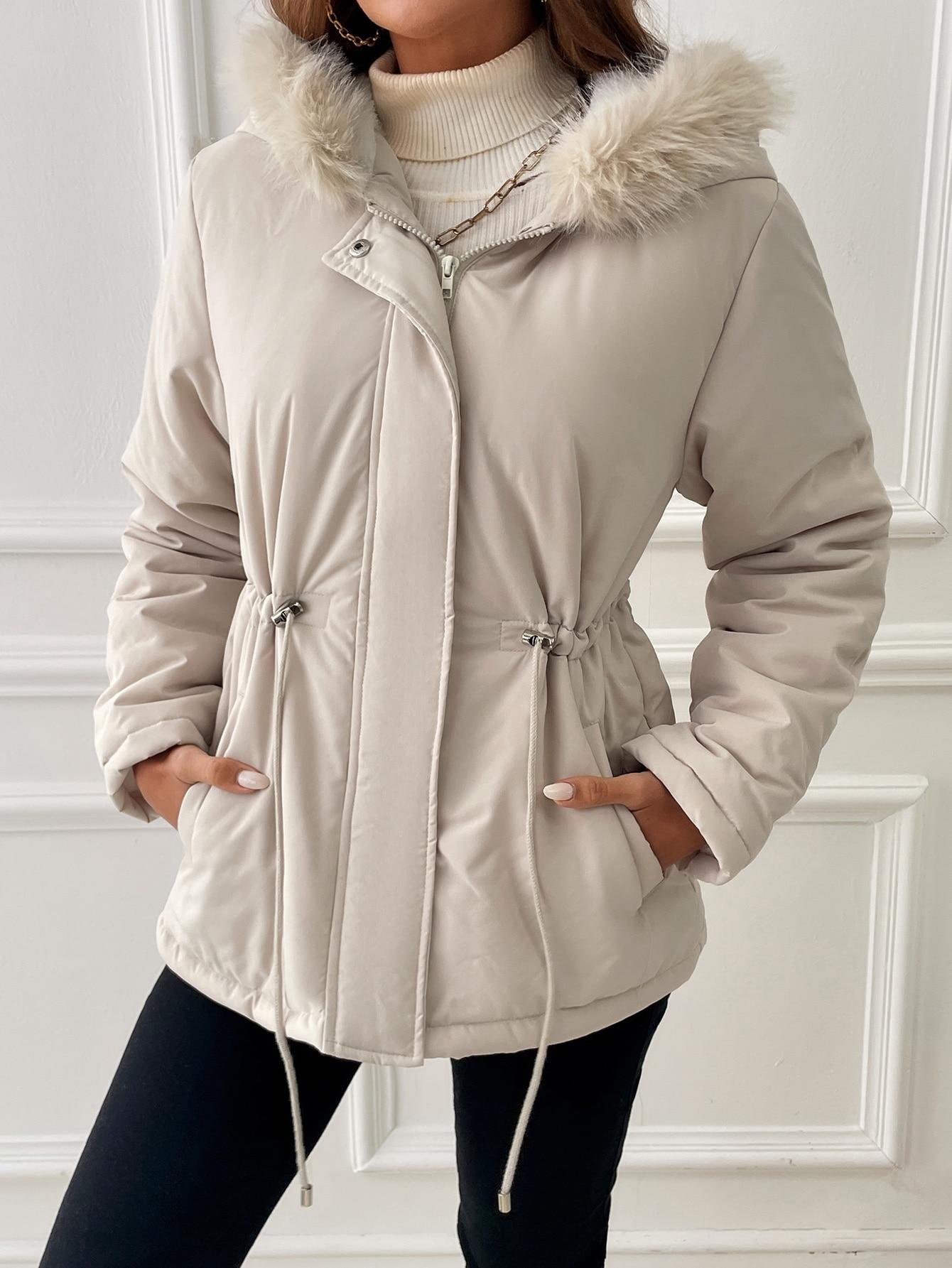 SHEIN BEŻOWA KURTKA KAPTUR W01__S