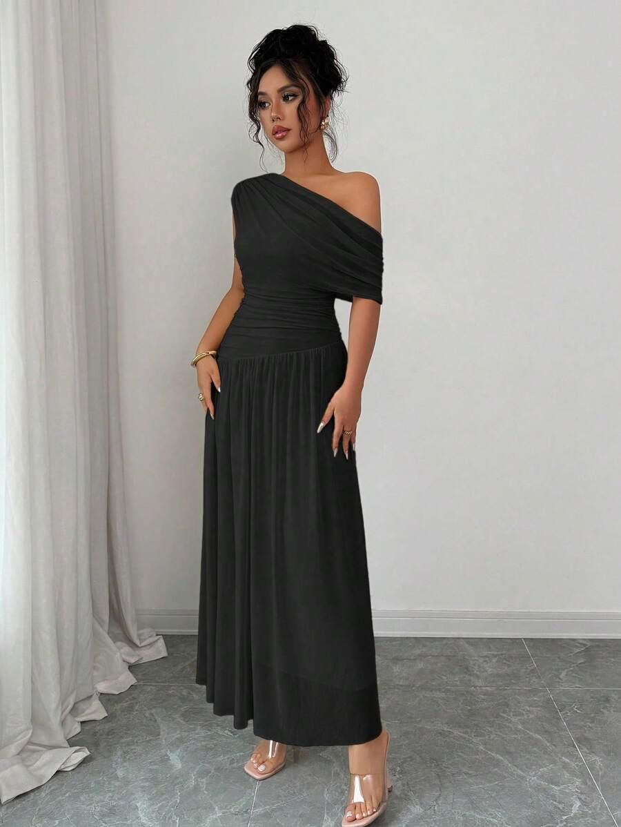 SHEIN CZARNA MAXI SUKIENKA ASYMETRIA S06__XXL