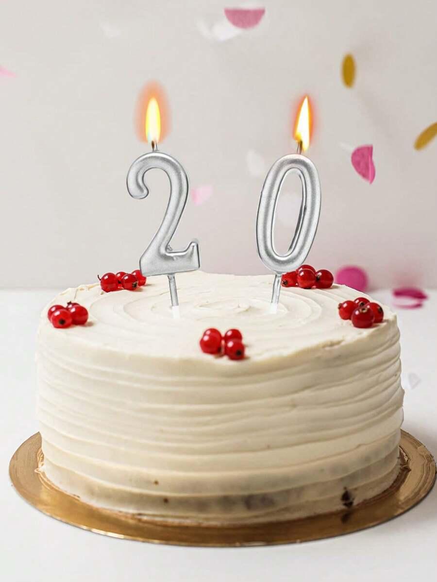 SHEIN SREBRNA ŚWIECZKA NA TORT NUMER "3" S07