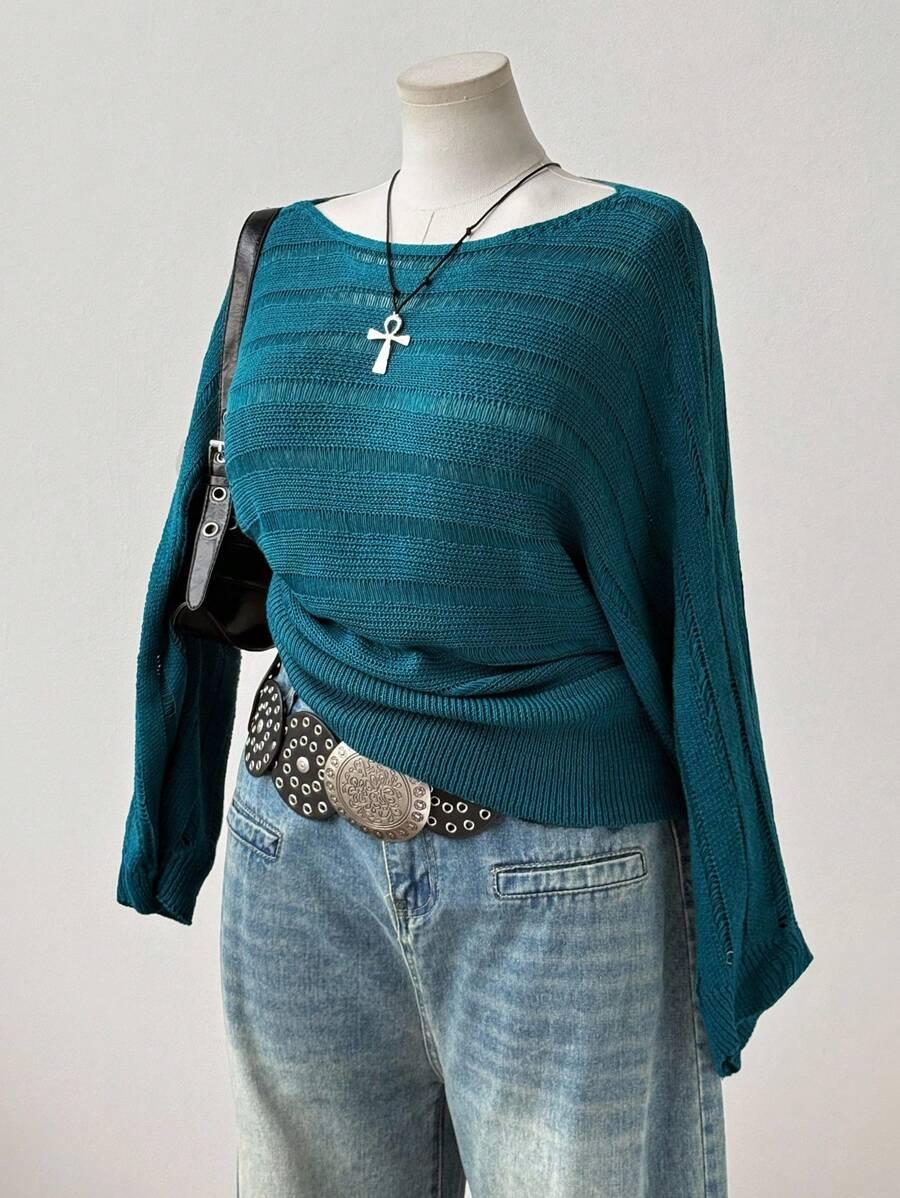 SUNSPUN DZIANINOWY SWETER PASKI S06__XXL
