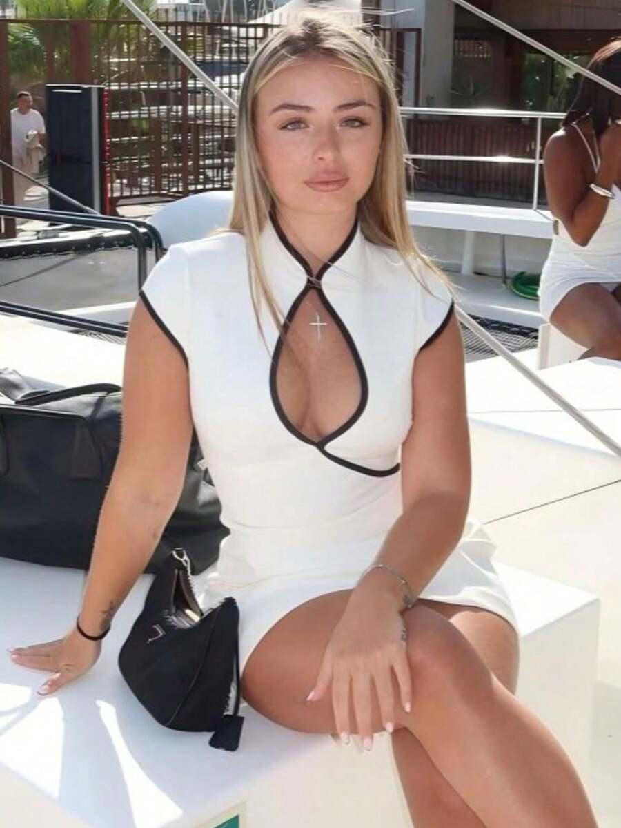 SHEIN BEŻOWA MINI SUKIENKA S09__M