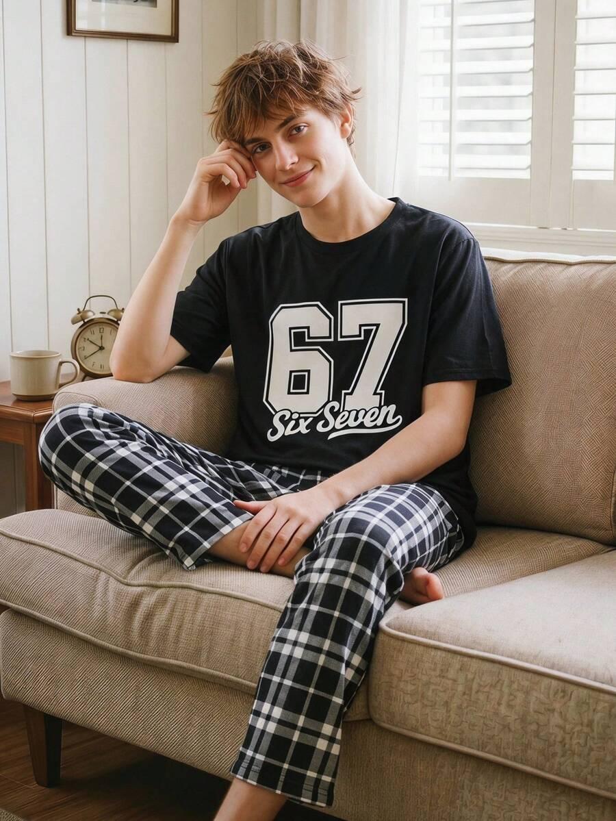 SHEIN T-SHIRT SPODNIE PIŻAMA KOMPLET S06__152-160CM