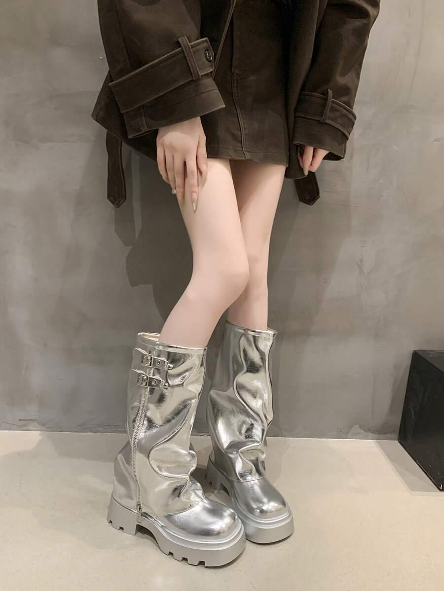 SHEIN SREBRNE WSUWANE KOZAKI W01__39