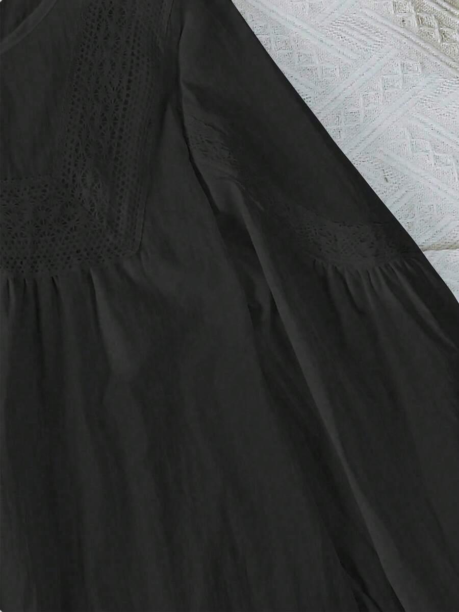 SHEIN CZARNA BLUZKA DŁUGI RĘKAW S06__M