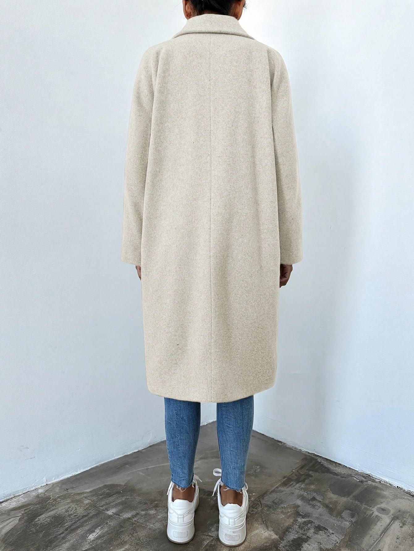 SHEIN BEŻOWY KLASYCZNY PŁASZCZ W01__S