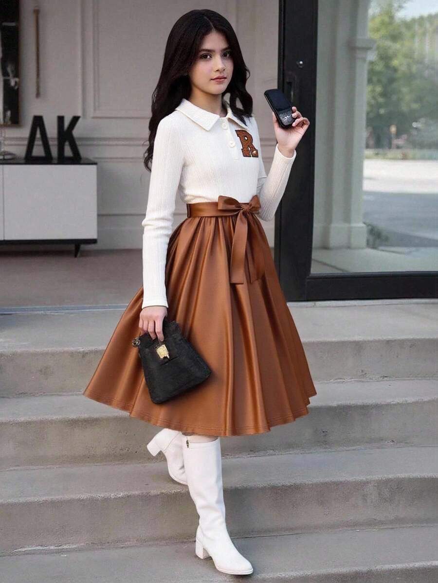 SHEIN SUKIENKA Z DŁUGIM RĘKAWEM S06__134/140