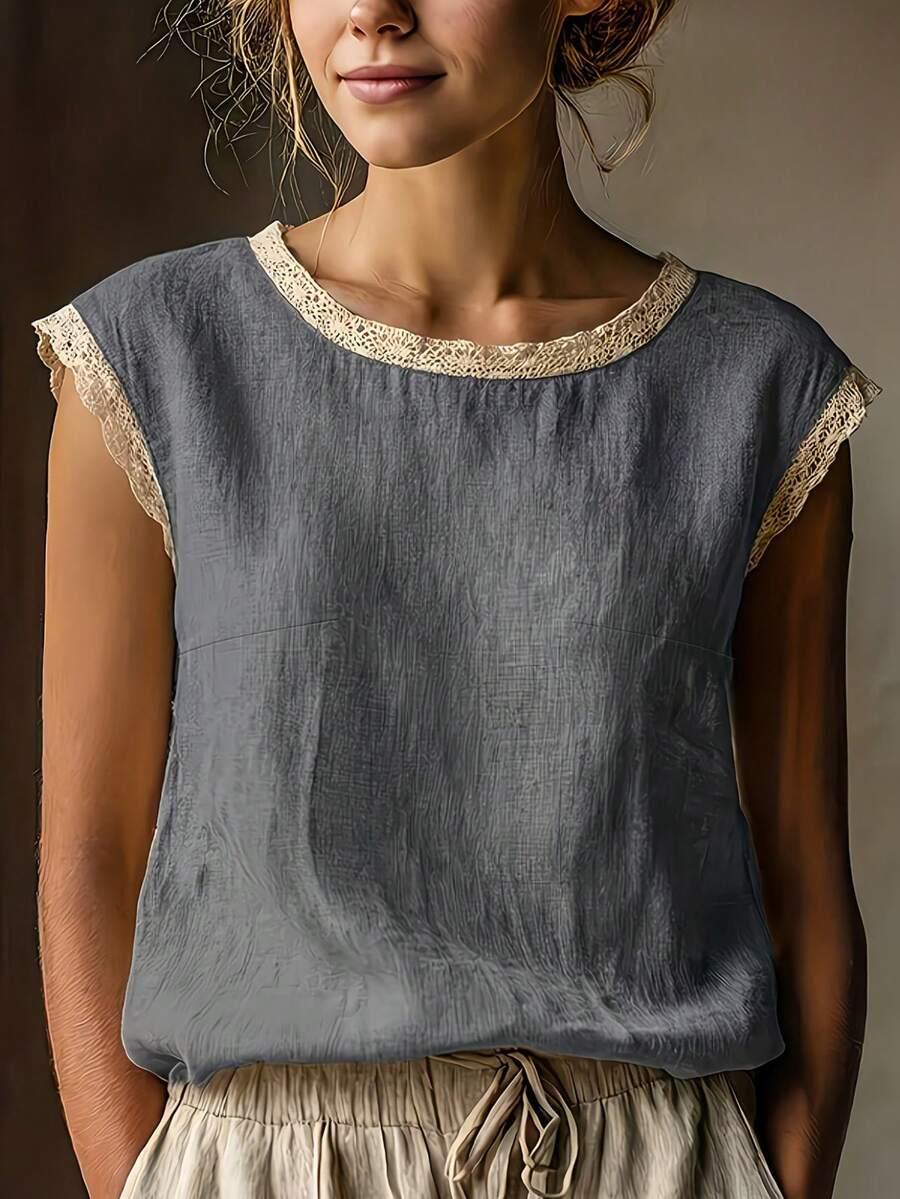 SHEIN NIEBIESKA BLUZKA KORONKA S06__48