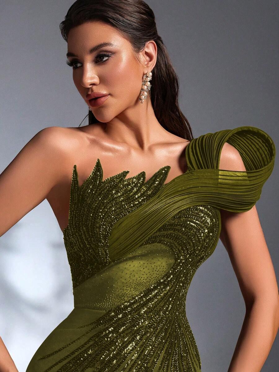 SHEIN ZIELONA MAXI SUKIENKA ZDOBIENIE S06__L