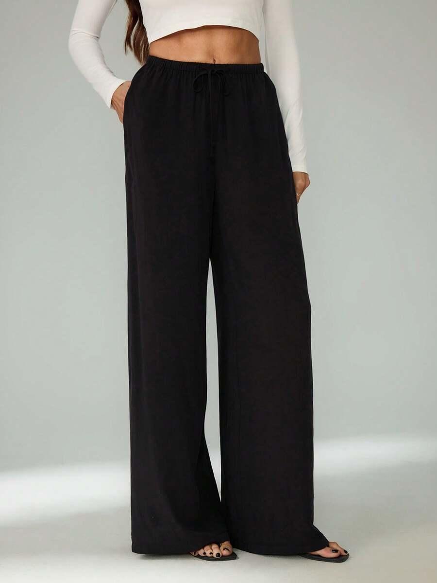 SHEIN CZARNE SPODNIE PROSTA NOGAWKA S06__M