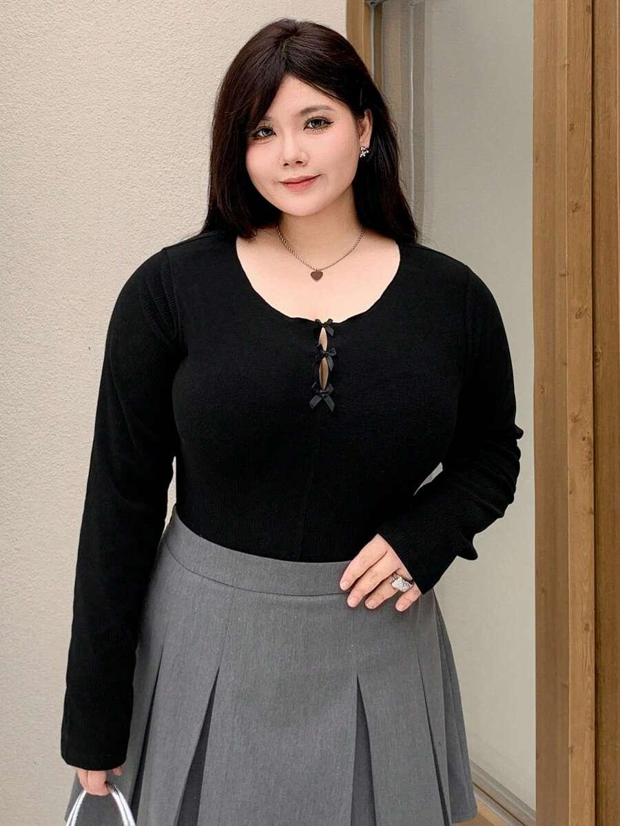 SHEIN BLUZKA DŁUGI RĘKAW KOKARDY S06__52