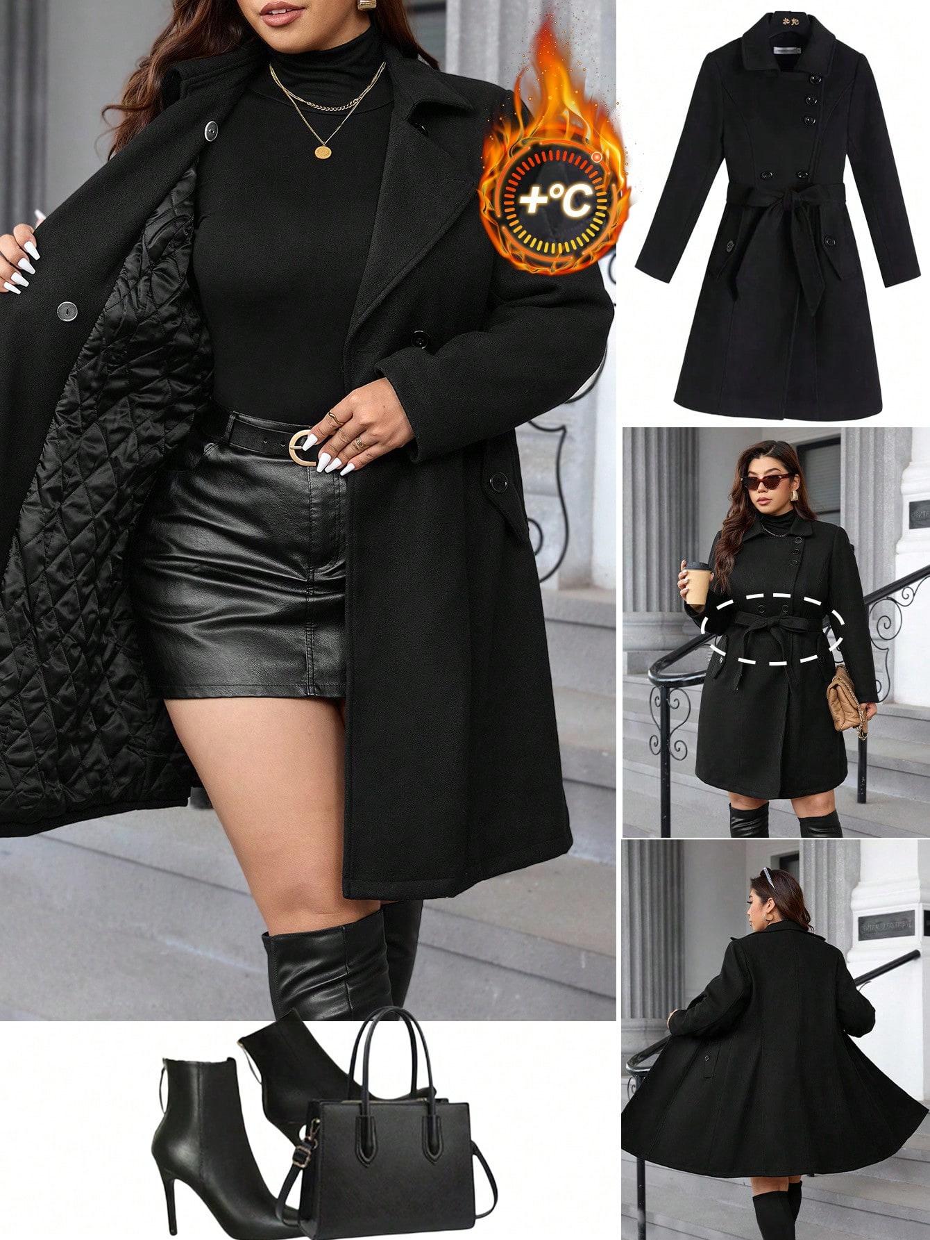 SHEIN CZARNY KLASYCZNY PŁASZCZ W01__46