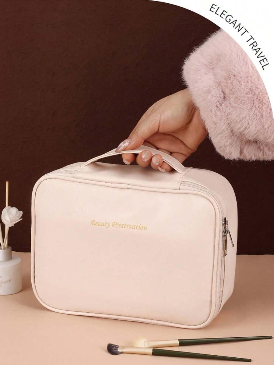 SHEIN BEŻOWA KOSMETYCZKA ZAMEK S07__24X9X17
