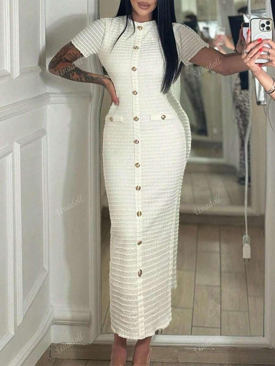 SHEIN BIAŁA MIDI SUKIENKA S06__M