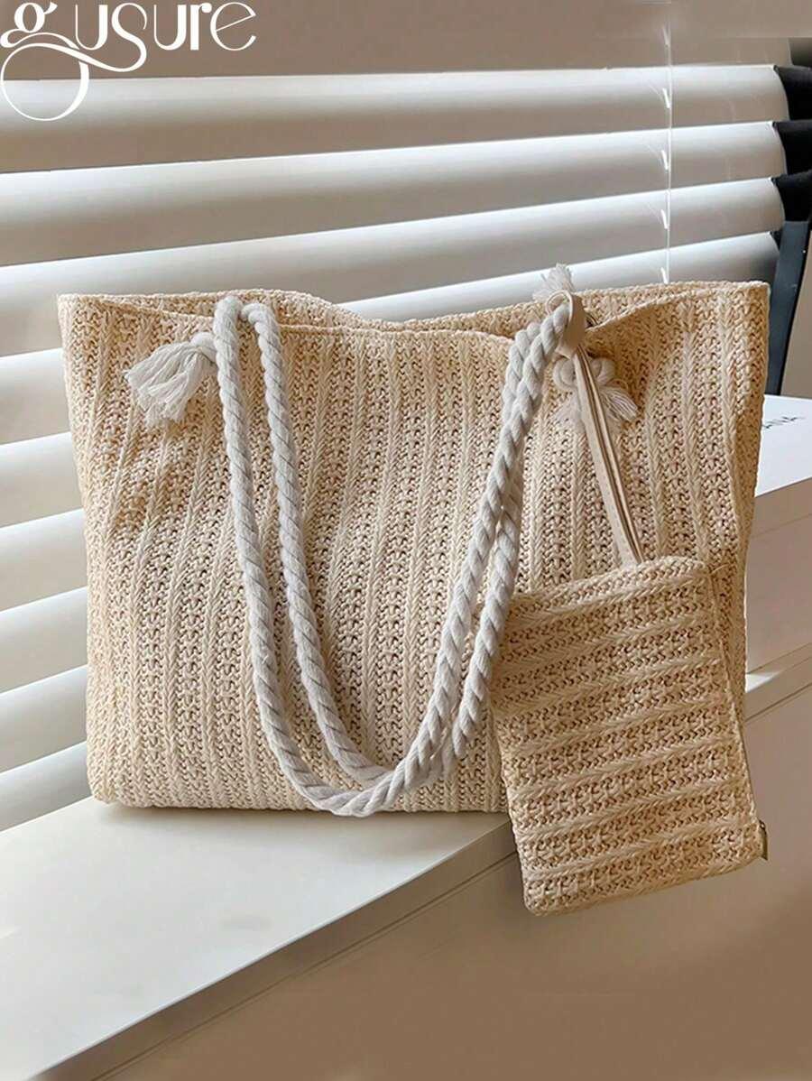 SHEIN BEŻOWA TORBA PLAŻOWA S07__41X9X28