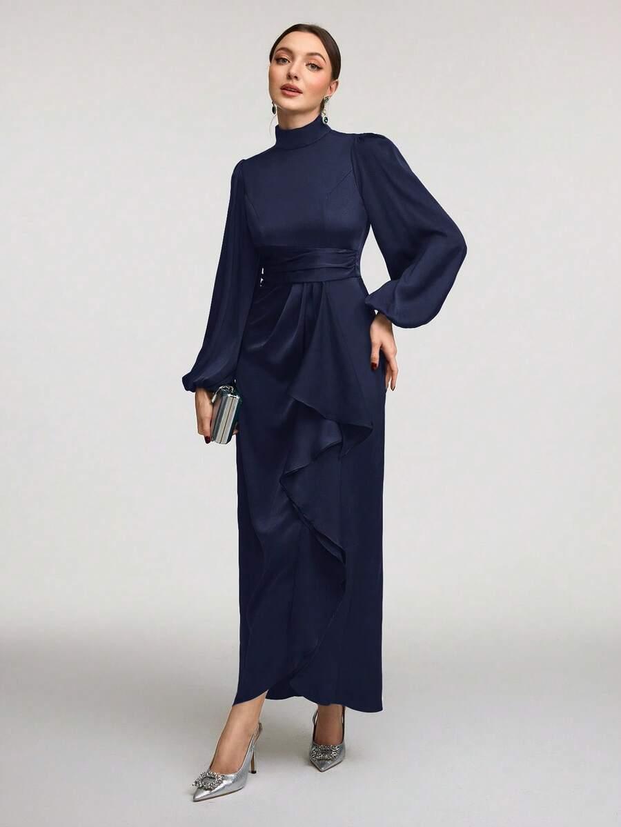 SHEIN GRANATOWA MAXI SUKIENKA S06__S