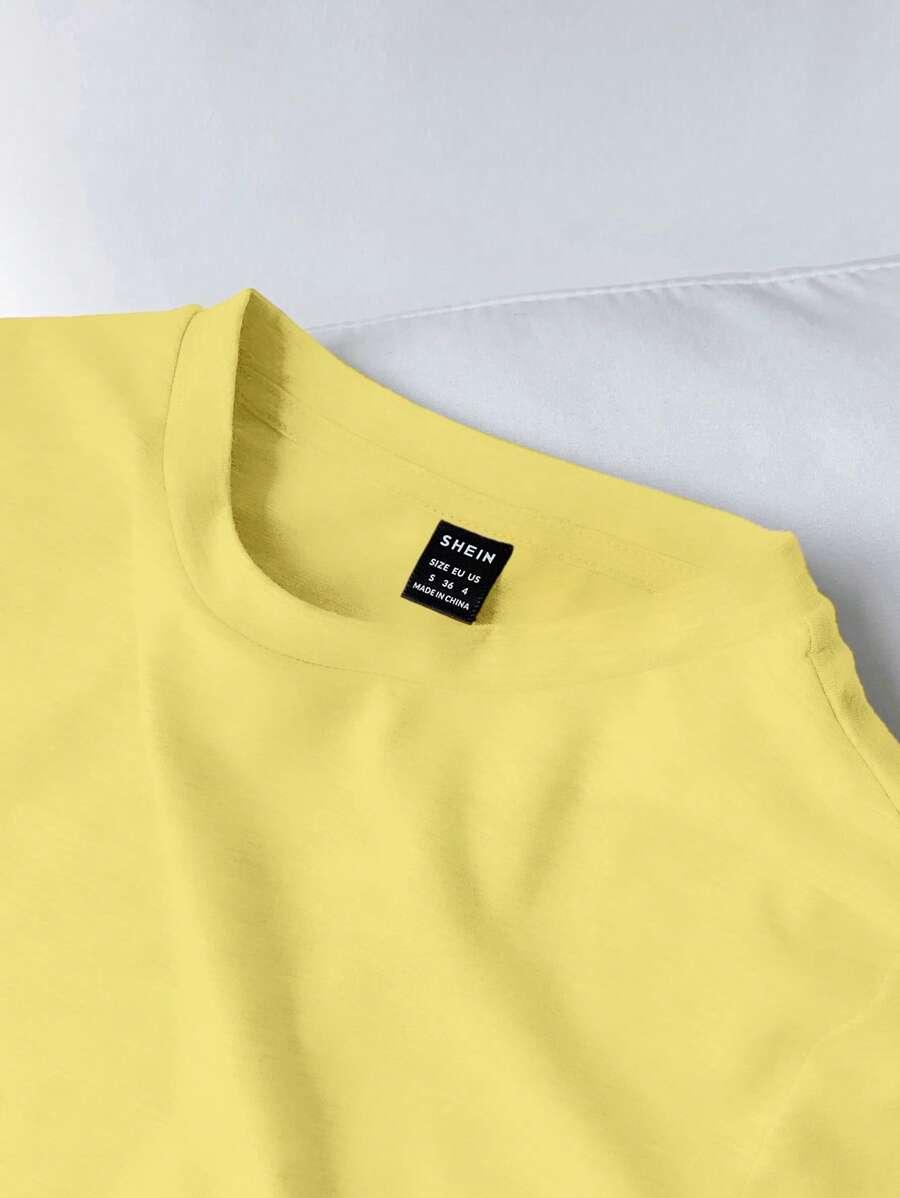 SHEIN KRÓTKI T-SHIRT OKRĄGŁY DEKOLT PK01__M