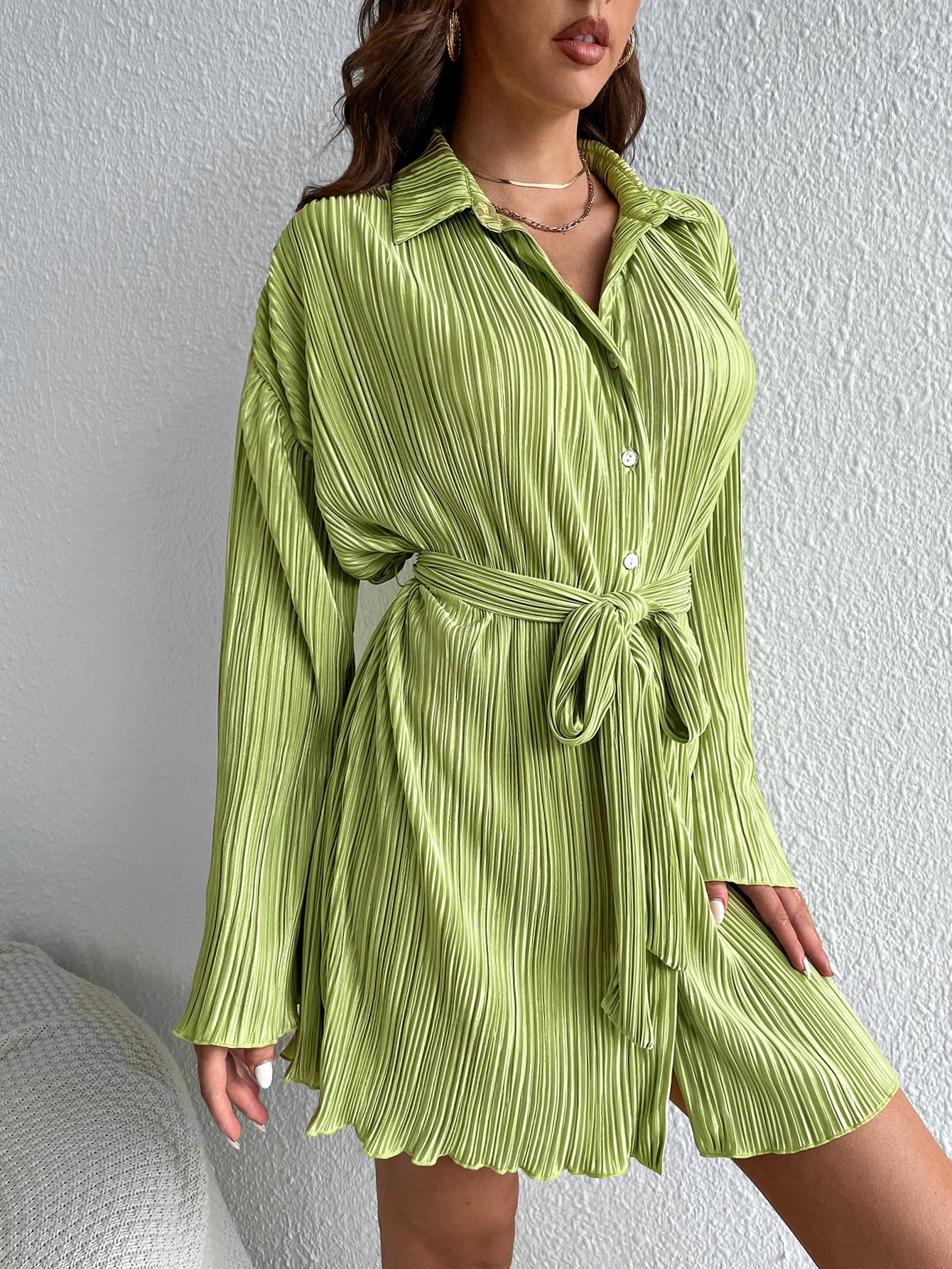SHEIN ZIELONA PLISOWANA SUKIENKA S06__S